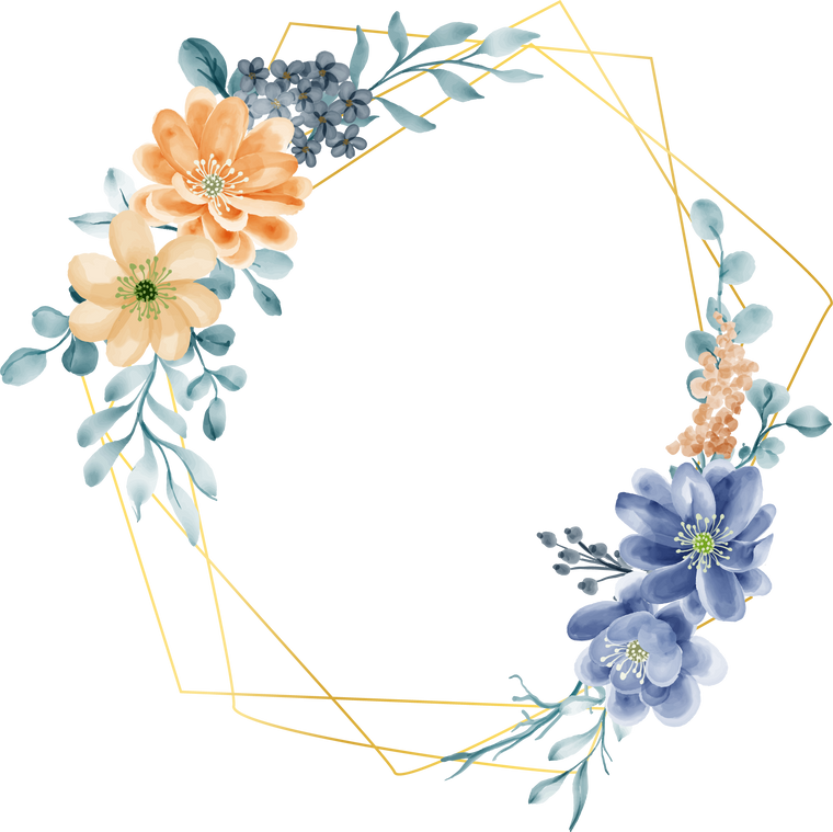 the flower frame geometry of flower blue and orange
